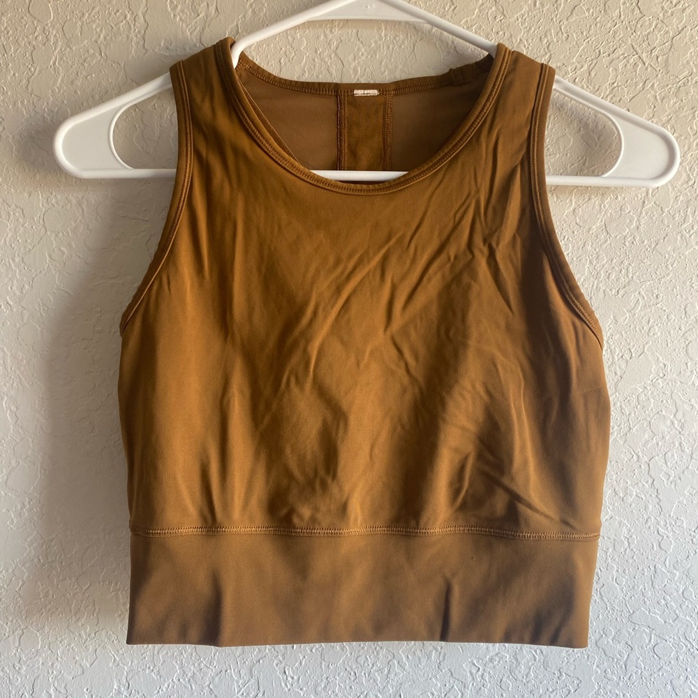Lululemon Mesh Back Cropped Training Tank in Rich Caramel ~ Size 4 - Picture 3 of 9